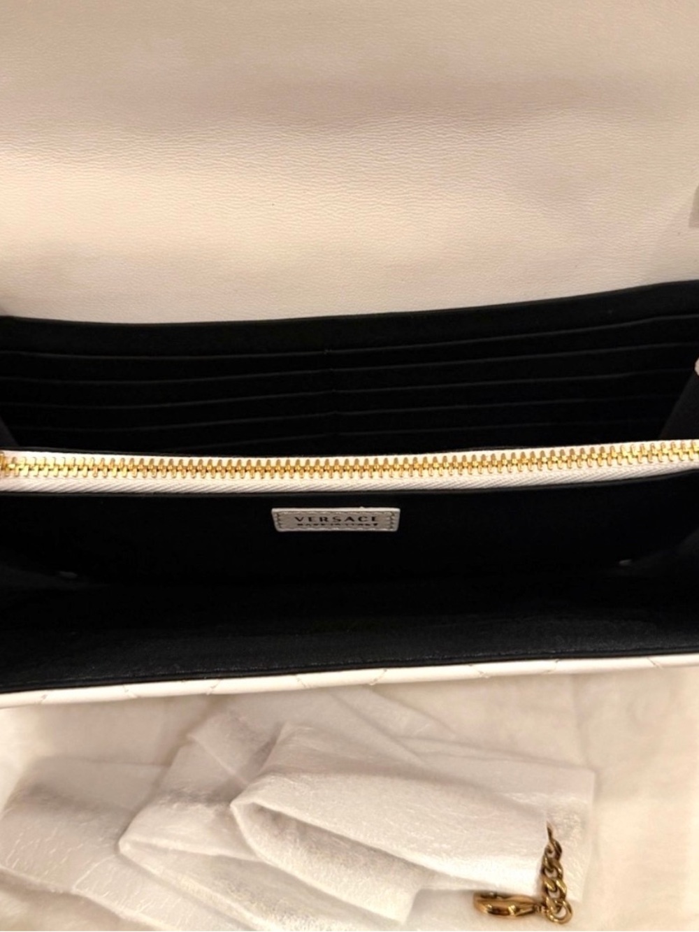 Versace White Quilted Wallet on Chain - Picture 7 of 11